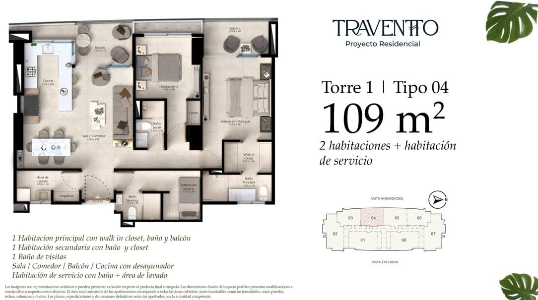 Torre 1 · Tipo 04 — 109 m²