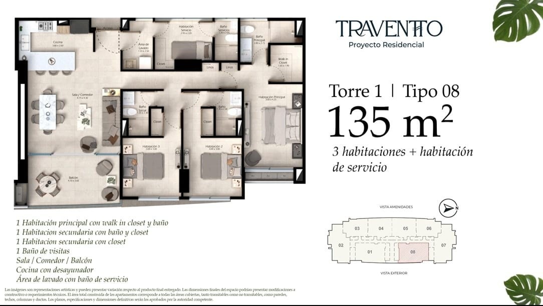 Torre 1 · Tipo 08 — 135 m²