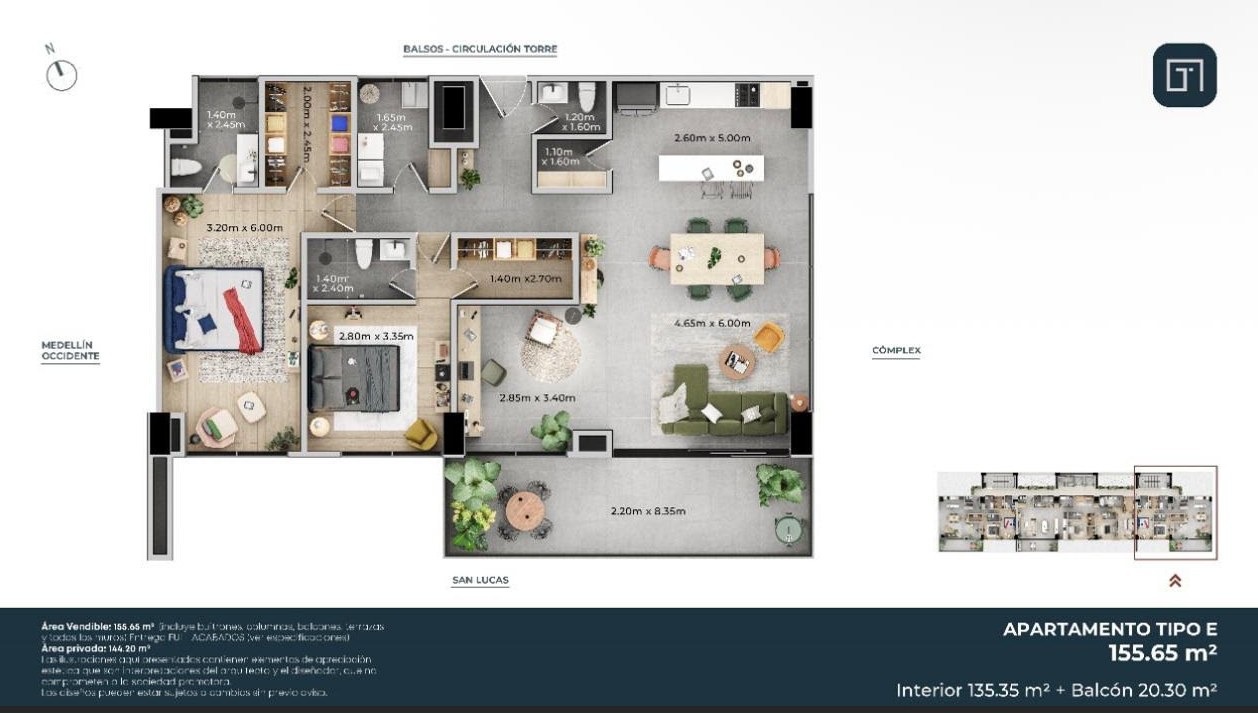 Apartamento tipo C2 — 161.35 m²